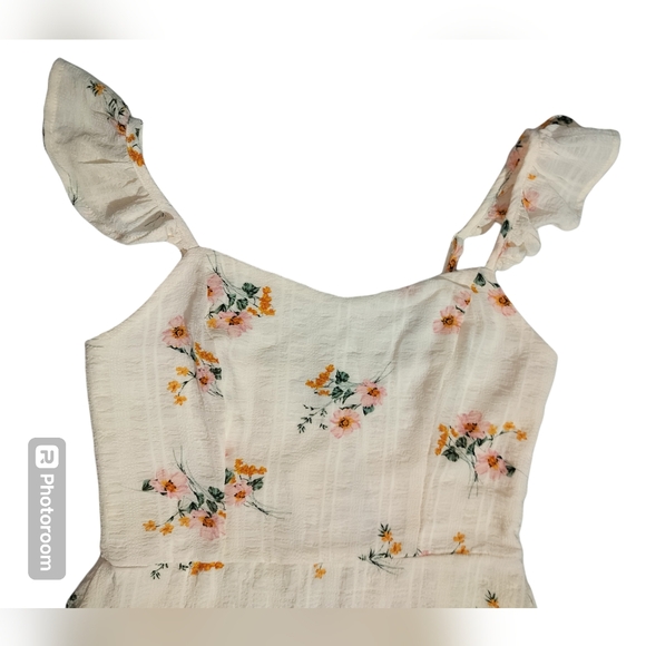 🆕 Lily Rose Ivory floral midi dress sleeveless tiered size M - Picture 3 of 12